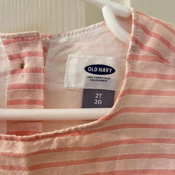 Old Navy Girls Pink Striped Open Back Dress Pockets Cotton Girls Size 2T NWT - Picture 6 of 12